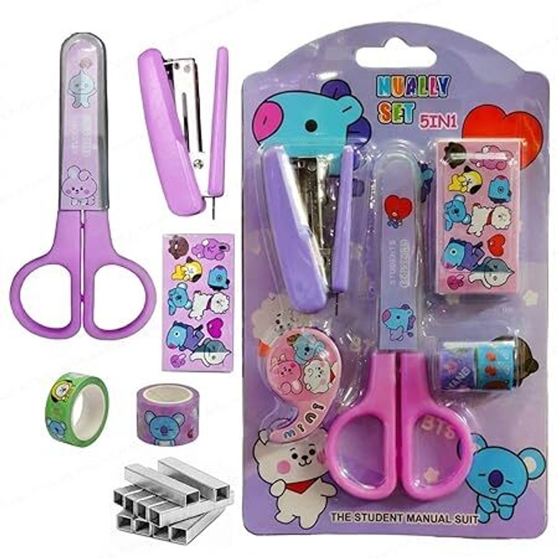 Eclet 1 Stationery Set – Stapler with Scissor, Washi Tape for Office, School, Scissors(Set of 1, Multicolor)