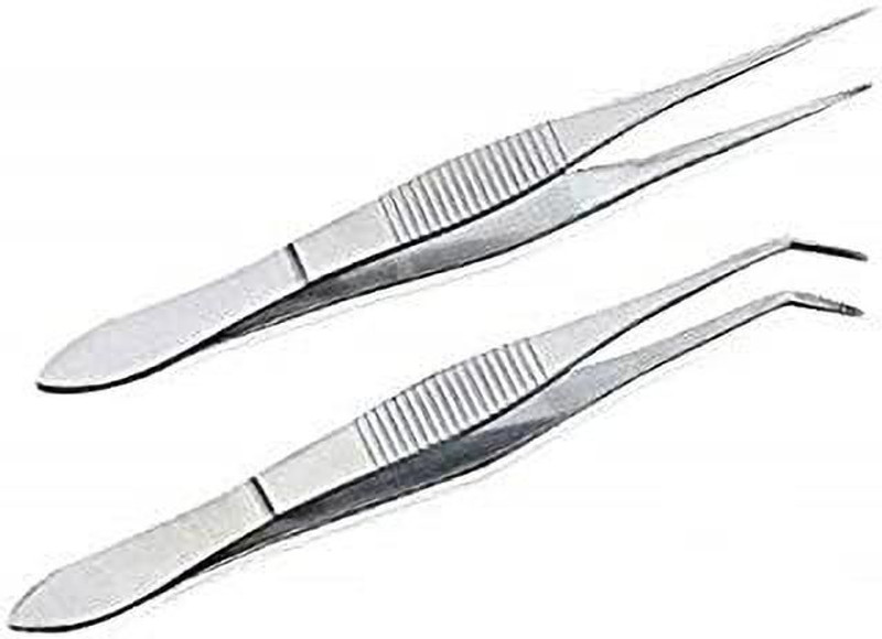 SANJU Khushi surgicals Pointed Forcep & Dental Twizer 6 INCH dtsinless steel Scissors(Set of 1, Silver)