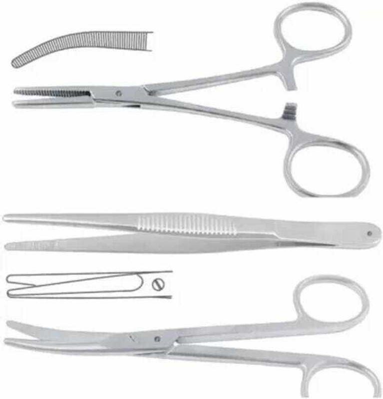 SANJU Khushi surgicals Artery forcep, Mayo scissor ,Dissecting Plain forcep 6inch Scissors(Set of 3, Silver)