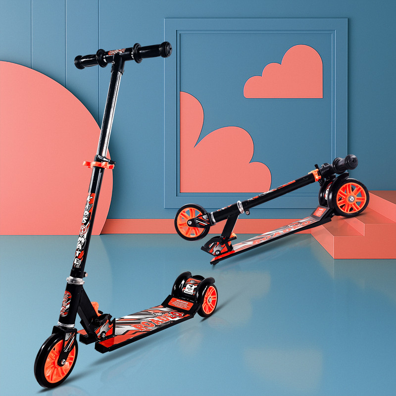 Kidsmate Roadeo Metal Kick Scooter for Kids| Foldable & Attractive| 4 Adjustable Height Kids Scooter(Black, Pack of 1)