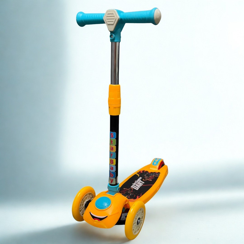 Ayaan Toys Dart 3 Wheel Kick Scooter with Adjustable Height Lean to Steer Rear Brake Kids Kids Scooter(Yellow, Pack of 1)