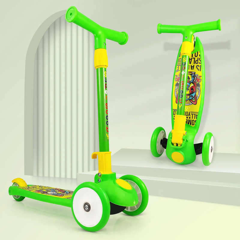 SPEEDFOX Kids Scooter with PU Wheels, Foldable Design, Adjustable–Ideal for 2-6 Years Kids Scooter(Green, Yellow, Pack of 1)