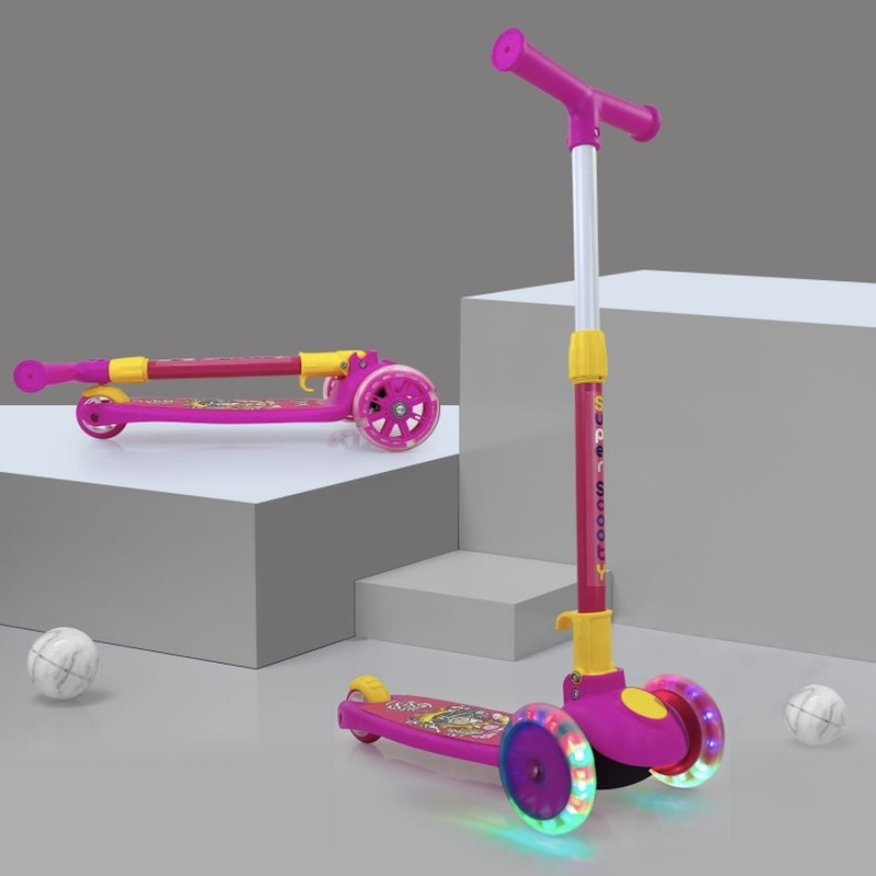 THELHARSATOYS "Light Up the Fun: 3-Wheel Kids LED Scooter for a Safe and Exciting Ride!" Kids Scooter(Pink, Pack of 1)