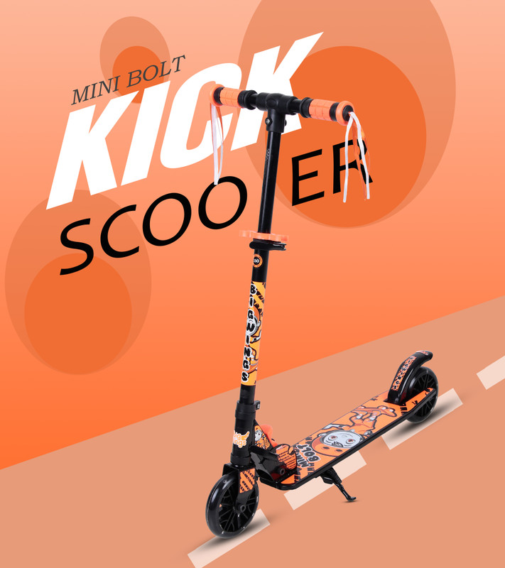 BigWings Mini Bolt Foldable Kick Scooter for Age 3+| Adjustable Height | LED Light Wheels Kids Scooter(Orange, Pack of 1)