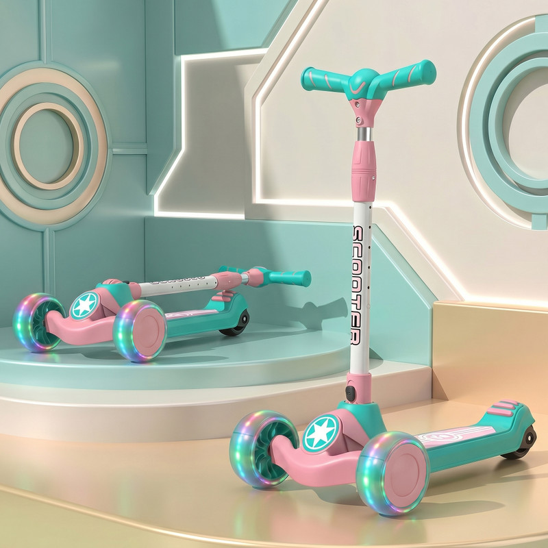 StarAndDaisy Glider Scooter for Kids with 3 Wheel LED Lights, 6-Level Adjustable Handlebar(Multicolor)
