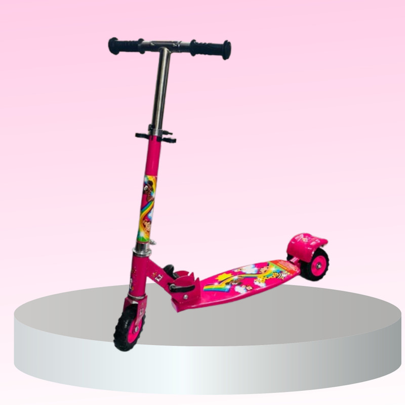 Little Creation Adjustable Height and foldable Kick Scooter with Rear Brakes Kids Scooter(Pink)