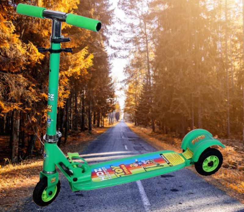RIVA CREATIONS Foldable 3 Wheel Design with Adjustable Height Kids Scooter(Green, Pack of 1)