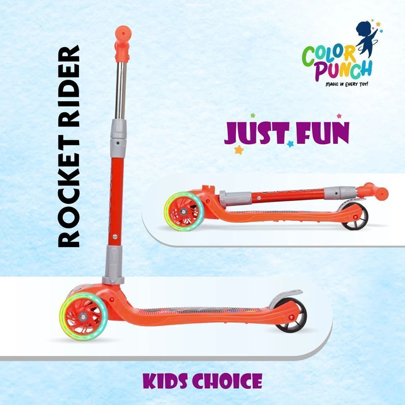 Colorpunch Three-Wheel Kids’ Kick Scooter, with Light-Up Wheels Kids Scooter(Red, Pack of 1)