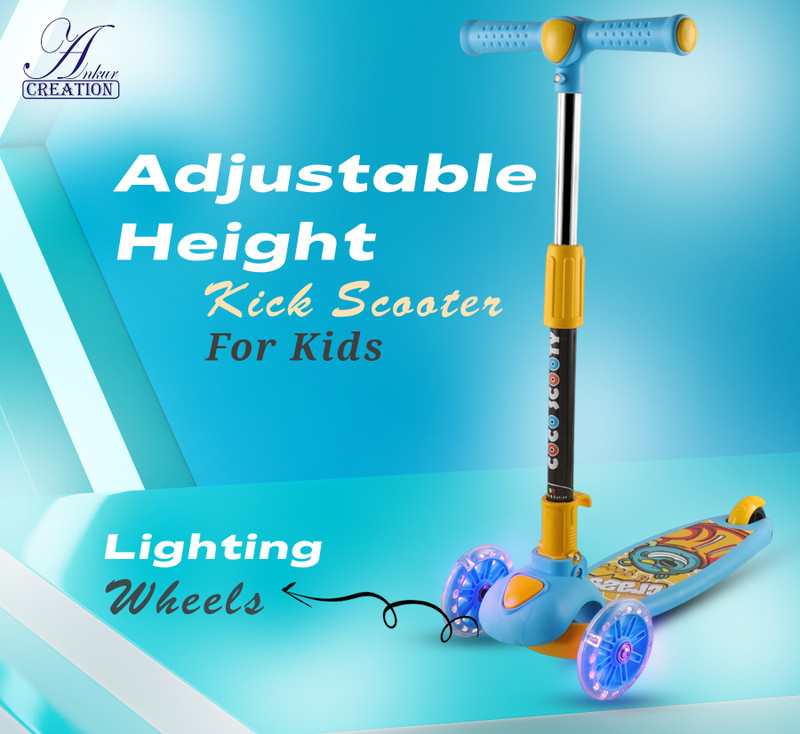 Ankur Creation 360 Degree Wheels Pluto Kids Scooty for Kids with Adjustable Height Kids Scooter(Blue)