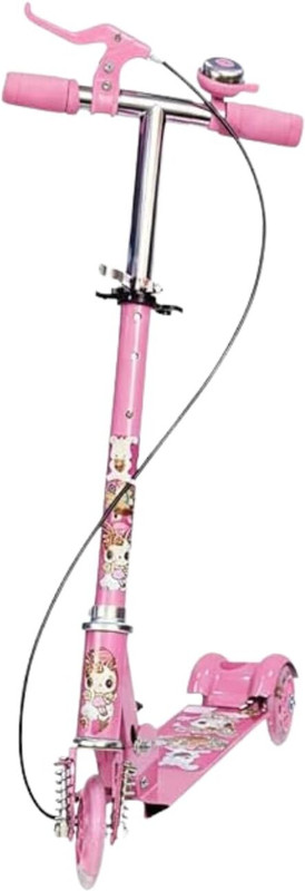 Shreeganesh 3 Wheel Kick Scooter Cycle with Adjustable Handlebar Front Brake, Bell LED Light Kids Scooter(Pink, Pack of 1)