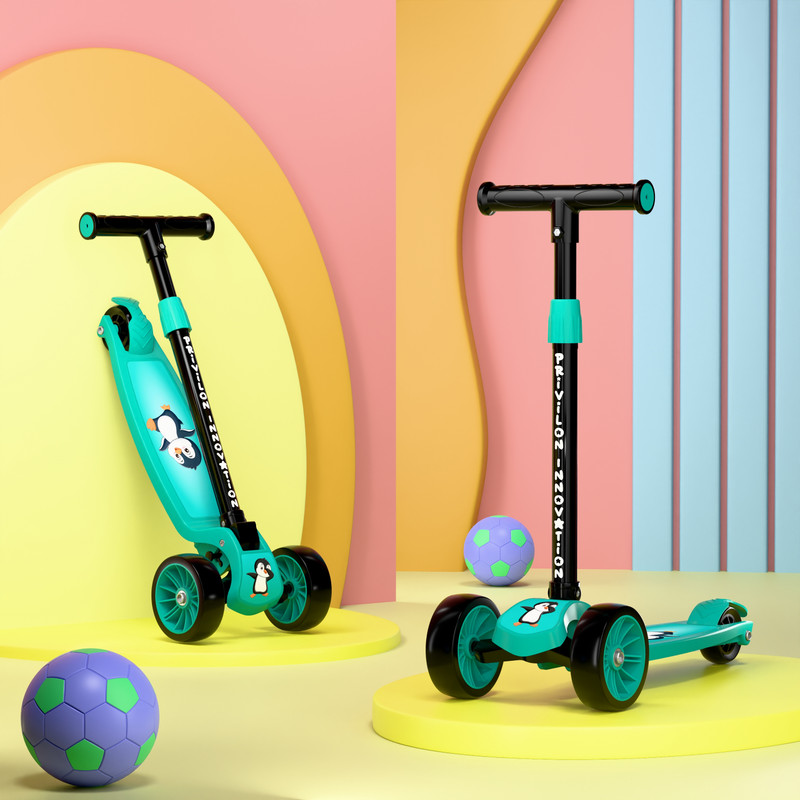 PRIVILON INNOVATION Kids 3-Wheel Kick Scooter | Adjustable Height | Foldable BABY Scooter for 75Kg Kids Scooter(MINT, Pack of 1)