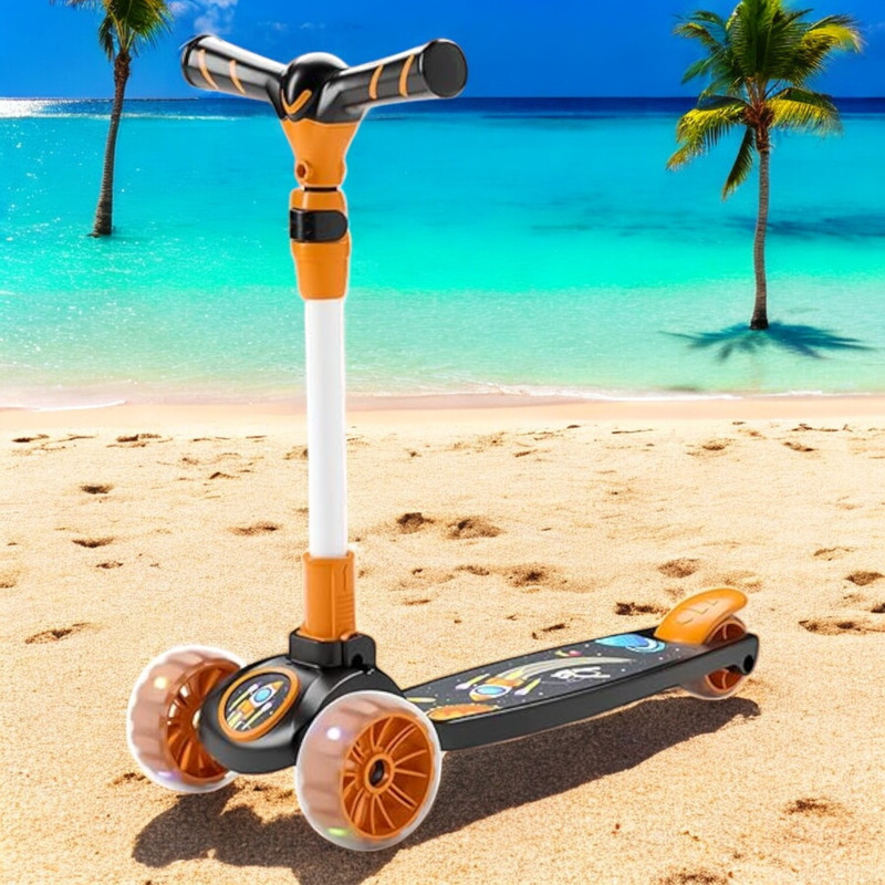 AKTOON TOYS Foldable Scooter with Rear Break 4 Height Adjustable with Lock for Boy Kids Scooter(moulticolour)