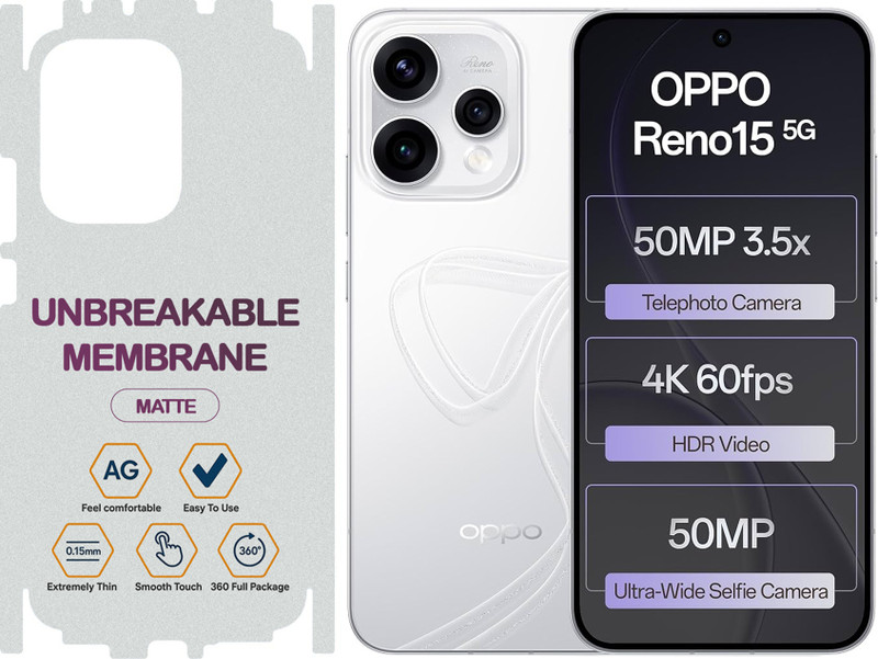 YessMess Back Screen Guard for Oppo Reno 15 5G, Back Membrane Oppo Reno 15(Pack of 1)