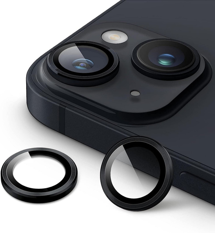 LOOTCASE Camera Lens Protector for iPhone 14,High Clarity, Scratch Proof,9H Protection Camera Cover Aluminum Alloy Rings For iPhone 14 /iPhone 14 Plus (BLACK)(Pack of 2)