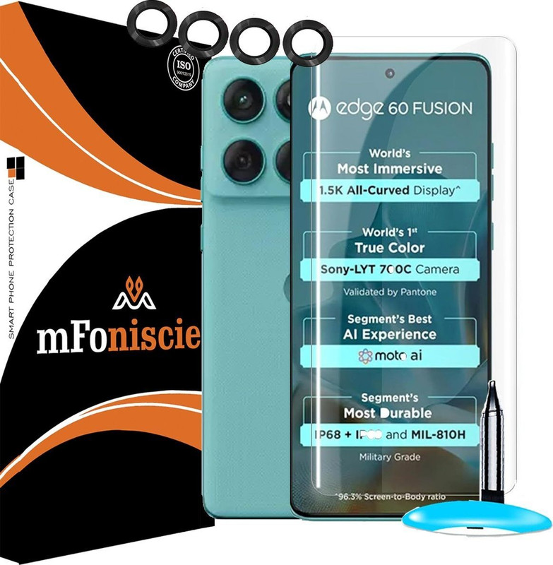 mFoniscie Edge To Edge Screen Guard for MOTOROLA Edge 60 Fusion 5G, MOTOROLA Edge 60 Fusion 5G, Edge 60 Fusion 5g, MOTOROLA Edge 60 Fusion 5G, With Set of Camera Ring(Pack of 1)