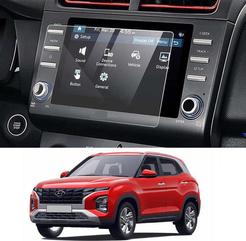 Wishguard Edge To Edge Tempered Glass for Company Fitted, Hyundai Creta S Plus Knight (8 inch) (2022-23) Car Dashboard Touch Screen & Navigation System (Glossy :1)(Pack of 1)