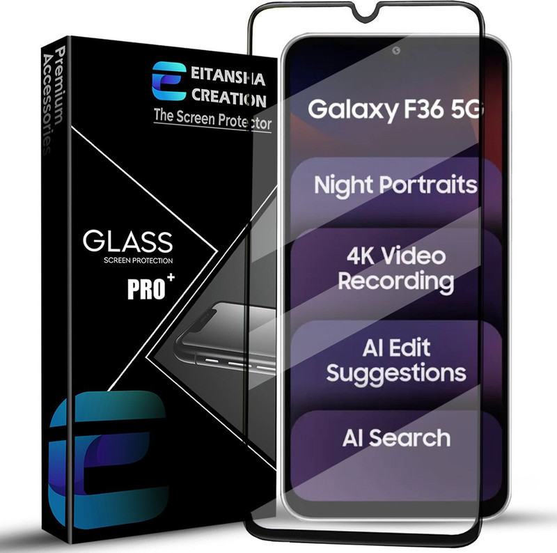 EITANSHA CREATION Edge To Edge Tempered Glass for Samsung Galaxy M06 5G, Samsung Galaxy M06(Pack of 1)