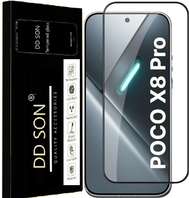 DD SON Edge To Edge Tempered Glass for Poco X8 Pro 5G (6.59 Inch, Pack of 1) | Edge to Edge Coverage With Easy to installation kit for Smartphone(Pack of 1)