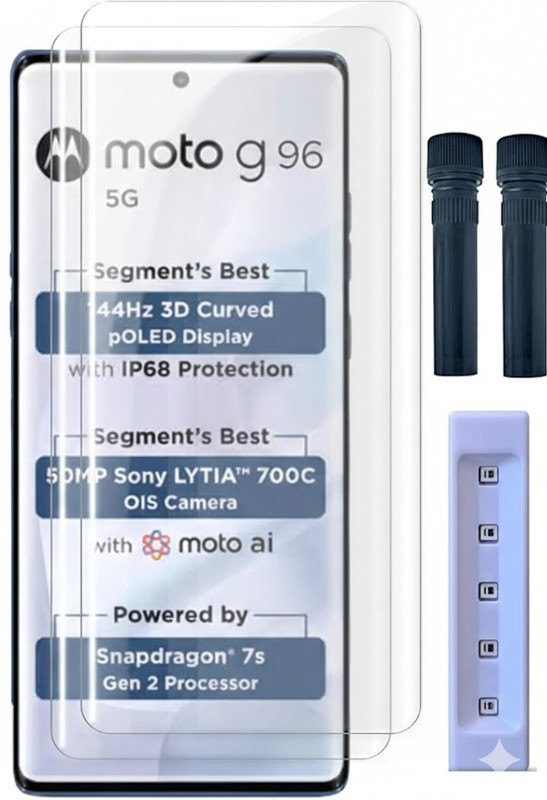 GLOBAL NOMAD Edge To Edge Tempered Glass for Motorola G96 5G, Moto G96 5G(Pack of 1)