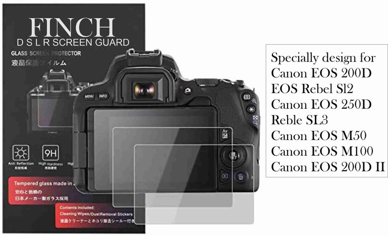 Olonga Edge To Edge Tempered Glass for Canon EOS 200D, EOS Rebel Sl2, Canon EOS 250D, Reble SL3, Canon EOS M50, Canon EOS M100, Canon EOS 200D II(Pack of 2)