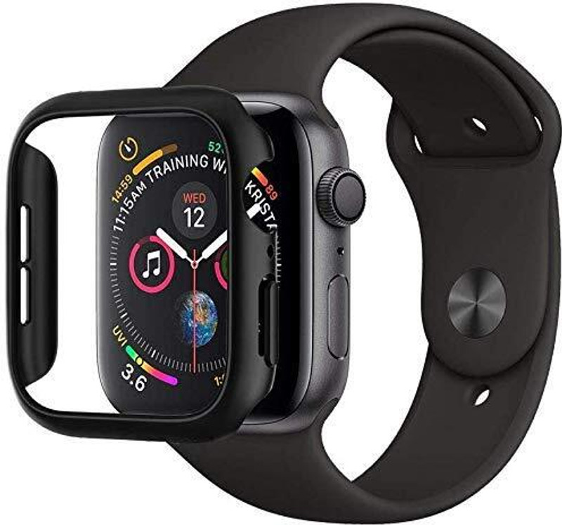 DPJ Screen Guard for Apple Watch 44mm Series 6 5 4 SE/SE2 with Tempered Glass Full Screen Protector 44mm Cover -[BLACK](Pack of 1)