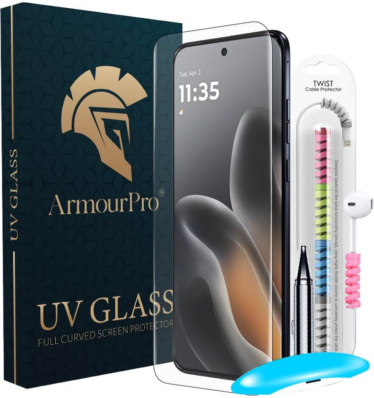 ArmourPro Edge To Edge Tempered Glass for Motorola Edge 70 Fusion 5G, Motorola Edge 70 Fusion, Moto Edge 70 Fusion 5G, UV Glue Tempered Glass with Cable Protector(Pack of 1)