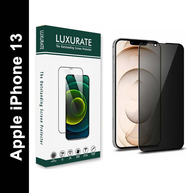 LUXURATE Edge To Edge Tempered Glass for Apple iPhone 13, Apple iPhone 13 Pro, Apple iPhone 14, Apple iPhone 16e, Privacy / Anti- Spy Screen Protector, with Easy Installation Kit(Pack of 1)
