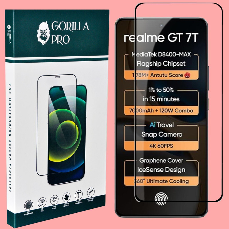 GORILLA PRO Edge To Edge Tempered Glass for Realme GT 7T(Pack of 1)