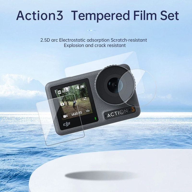 mavicair Front and Back Tempered Glass for DJI Osmo Action 3 Screen Protector Lens Protective Glass Dustproof for Action 3 Camera Accessories(Pack of 1)