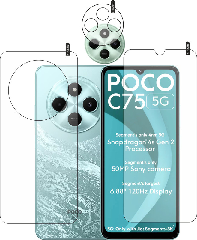 rottguard Front and Back Tempered Glass for Poco M7(Pack of 3)