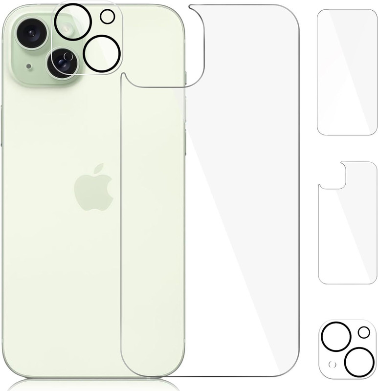 CASELIA Front and Back Tempered Glass for Apple iPhone 15(Pack of 3)