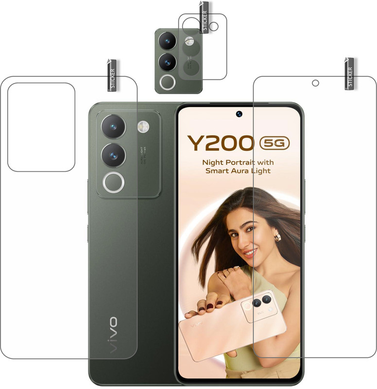 MOBKAVACH Front and Back Tempered Glass for REDMI A4 5G WITH CAMERA LENS PROTECTOR(Pack of 3)