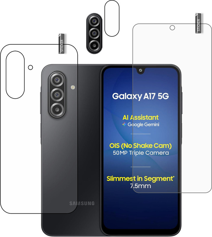 GARUDA GLASS Front and Back Tempered Glass for Samsung Galaxy A17 5G With Camera Lens(Pack of 3)