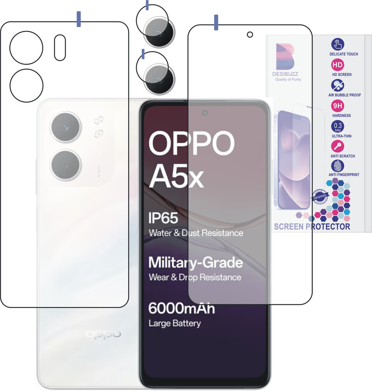 DESIBUZZ Front and Back Tempered Glass for Oppo F31 Pro 5G camera lens protectors(Pack of 3)