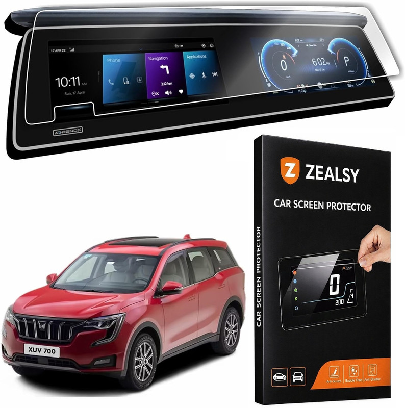 Zealsy Impossible Screen Guard for Compatible For XUV700 AX3 AX5 AX7 AX7L Dual 10.25 Inch Infotainment System and Instrument Cluster Screen Guard Protector Combo Accessories Pack Of 2(Pack of 1)