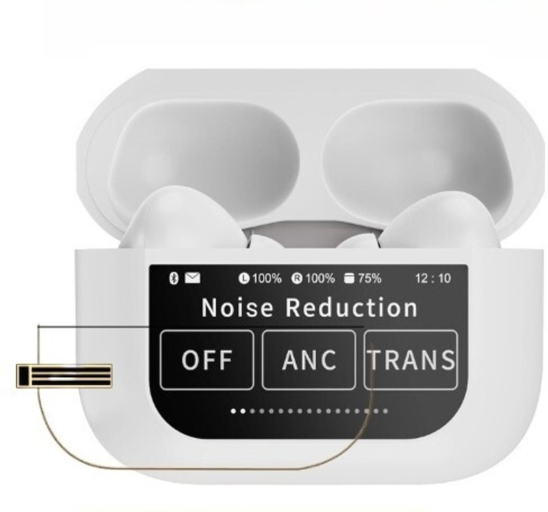 Varsha Nano Glass for Earbuds with LED Touch Screen, ANC Noise Cancellation 45dB, Smart Display Case, White - Copy (9)(Pack of 2)