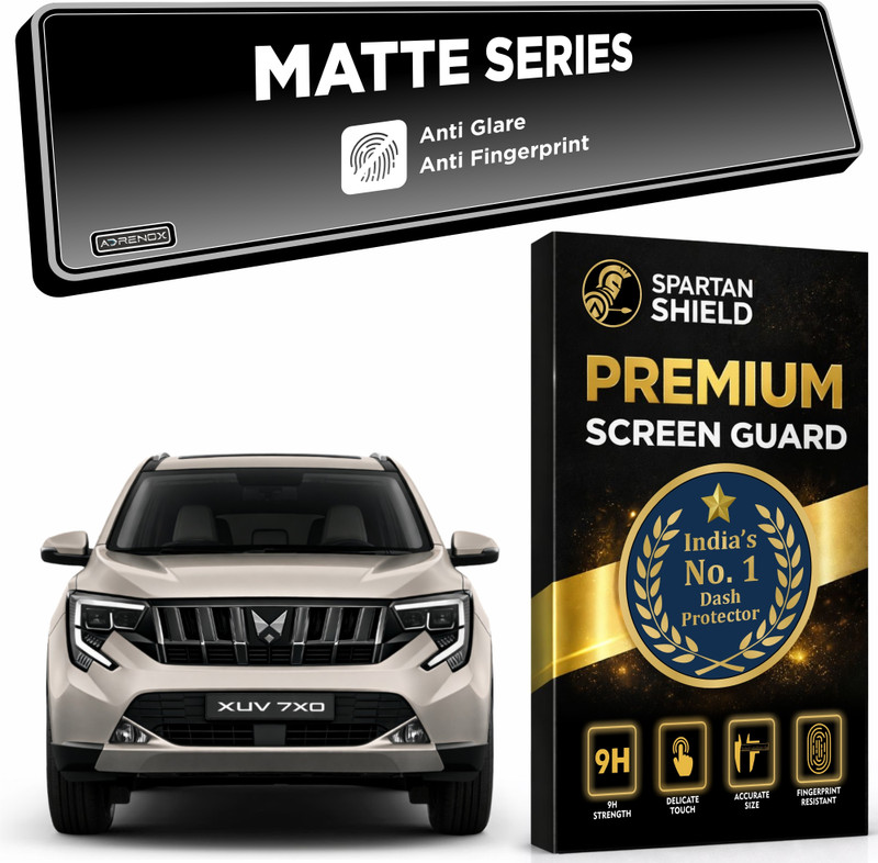 spartan shield Screen Guard for MAHINDRA XUV 7XO 2026+ || AX, AX3, AX5, AX7, AX7T & AX7L || 12.3 INCH PLAIN TRIPLE SCREEN *** WITHOUT ADRENOX+ BADGE CUTOUT *** || Anti Scratch || Water Repellant || With Complimentary Installation Kit || Bubble Free Application || XUV7XO Digital Instrument Cluster Pr