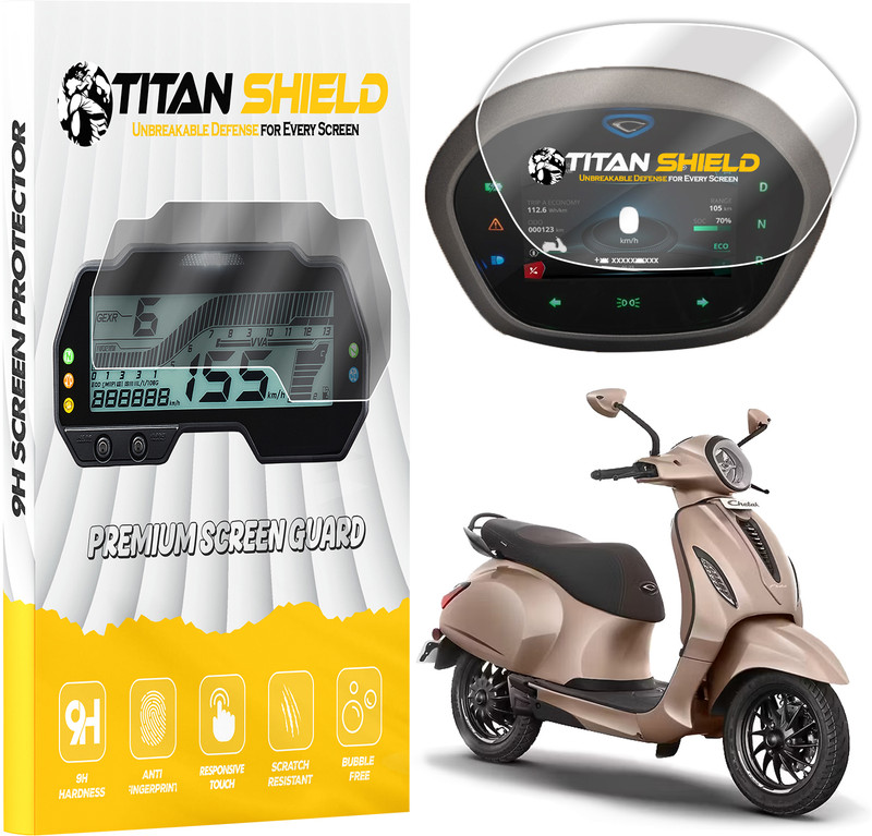 Titan Shield 9H Nano Motorcycle Dashboard Screen Protector for Bajaj Chetak Premium 2024 Bike Crash Guard(Bajaj)