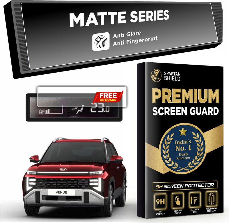 spartan shield Screen Guard for HYUNDAI VENUE 2025 Facelift || 12.3-Inch Touchscreen Dual Infotainment System Protector || HX8 & HX10 || Anti Fingerpirnt | Scratch Resistant | HD Clarity || HyundaiVenue Car 9H Full Screen Digital Display Touch Screen Accessories NEW 2025 [Not Tempered Glass](Pack of