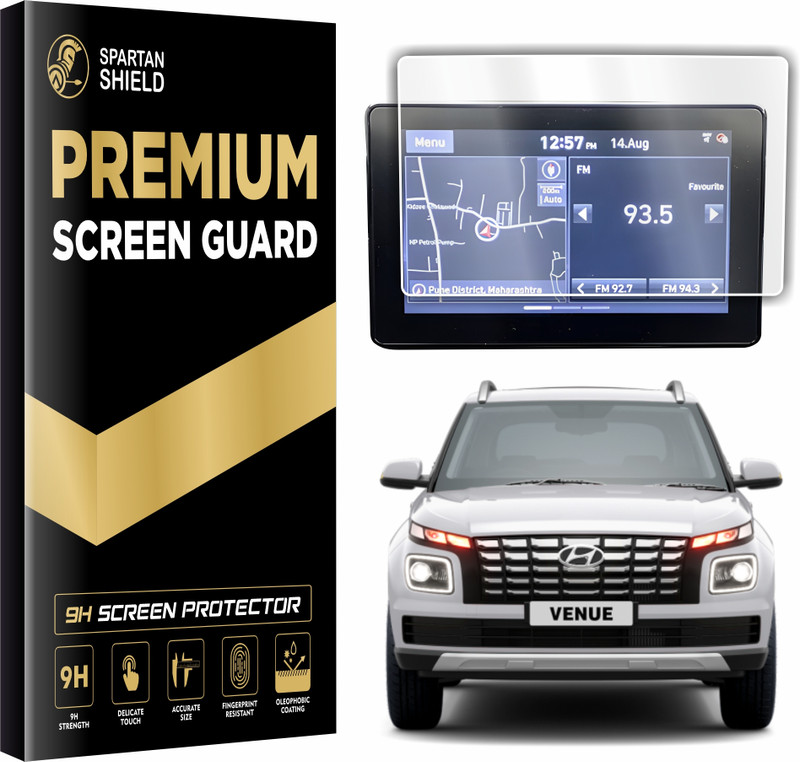 spartan shield Screen Guard for HYUNDAI VENUE 8-inch THIN BEZELS, Facelift 2022 - Running, Touchscreen Infotainment System Protector, S/S+ | Executive | S+/S(O)/S(O)+ | S(O)+ Adventure | S(O) Knight | SX Executive | SX [Diesel], HyundaiVenue Car 9H Digital Display Touch Screen Accessories 2025 [Not