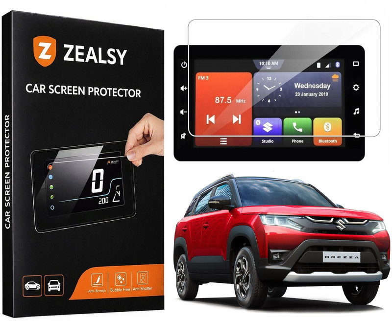 Zealsy Screen Guard for MARUTI SUZUKI BREZZA VXI ZXI 7 Inch Infotainment System Touch Screen Guard Display Protector Accessories(Pack of 1)