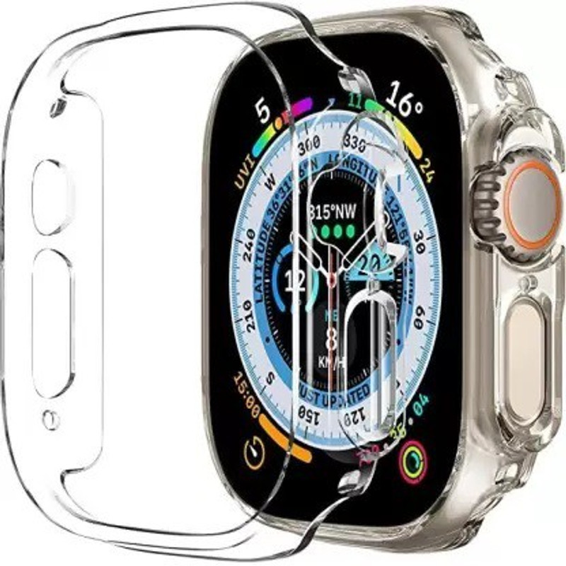 CallSmith Front and Back Screen Guard for Apple Watch Ultra 49mm, Hard PC Bumper Case All-Around Edge Shockproof Protective Cover Frame [NO Screen Protector]- Clear(Pack of 1)