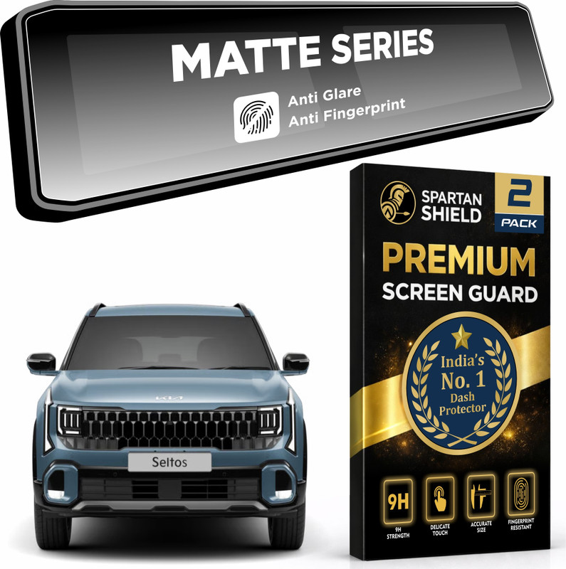 spartan shield Screen Guard for KIA SELTOS 2026 [2 PACK] MATTE || 12.3 INCH FULL SCREEN Protector || Anti Scratch | HD Clarity | Water Resistant || New KiaSeltos Car Display Accessories 2025 Facelift [NOT TEMPERED GLASS](Pack of 1)