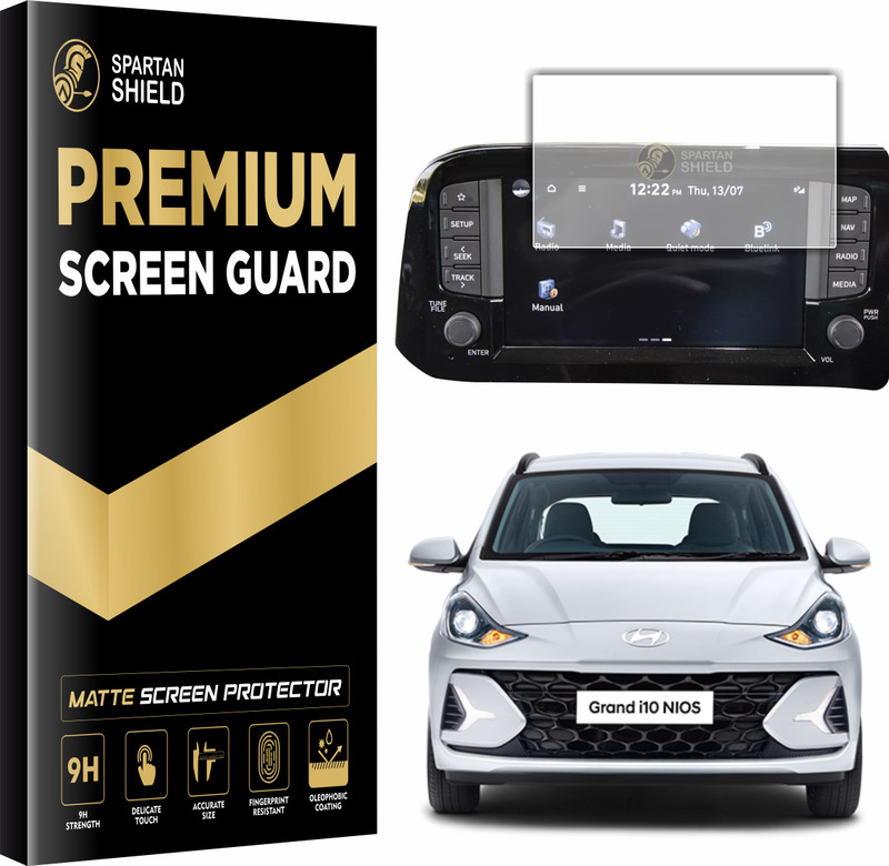 spartan shield Screen Guard for Hyundai Grand i10 Nios 2023 Facelift, Sportz | Asta, 8 inch Infotainment Touchscreen Protector, 9H Hardness | Ultra Clear, Hyundai-i10 Music System Car Digital Touch Display System MATTE Accessories 2025 [Not Tempered Glass](Pack of 1)