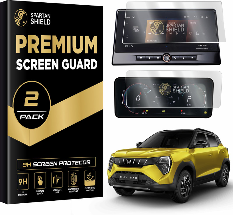 spartan shield Screen Guard for MAHINDRA XUV 3XO 2024 MATTE FINISH || 10.25 Inch INFOTAINMENT & 10 Inch DIGITAL INSTRUMENT CLUSTER Protector || XUV3XO Car TouchScreen Display Accessories for NEW XUV 300 Facelift [Not Tempered Glass] [2-IN-1 COMBO](Pack of 1)