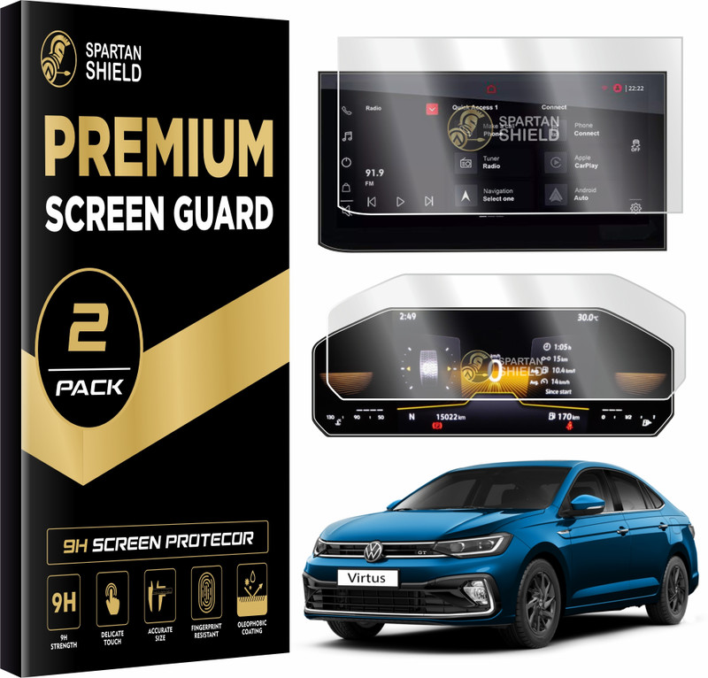 spartan shield Screen Guard for Kia Seltos 2023 Facelift | HTK | HTK Plus | Infotainment System 8 Inch + Speedometer Cluster 10.25 Inch Protector COMBO | Car TouchScreen Display Accessories [Not Tempered Glass](Pack of 2)