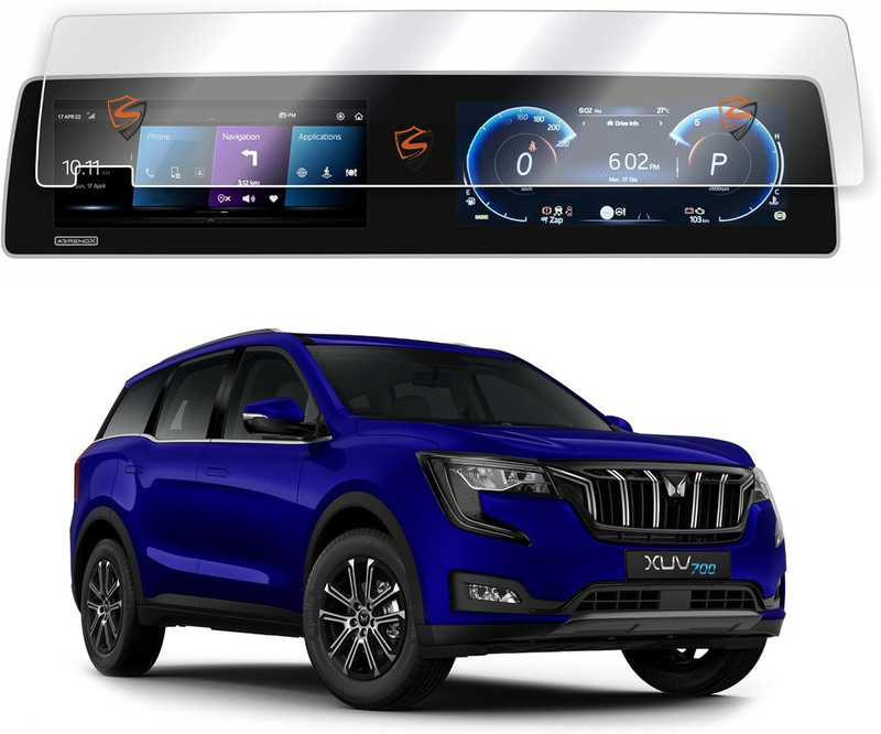 FriendZon Screen Guard for MAHINDRA XUV700 2024 AX3 AX5 AX7 | Full Touchscreen Protector | Scratch Resistant | Anti Fingerprint | Dual (10.25 inch) Infotainment + Instrument Cluster Protector | XUV700 Accessory [Not Tempered Glass](Pack of 1)