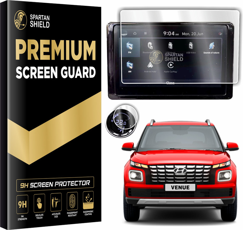 spartan shield Screen Guard for HYUNDAI VENUE 8-inch BIG BEZELS || Facelift 2022 - Running || Touchscreen Infotainment System Protector || SX [Petrol] | SX Adventure | SX Knight | SX(O) | SX(O) Adventure | SX(O) Knight || Car 9H Digital Display Touch Screen Accessories 2025 [Not Tempered Glass](Pack