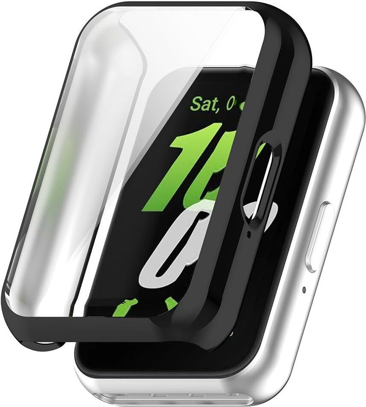 KAZUKI Screen Guard for Samsung Galaxy Fit 3 SM-R390 Full Coverage TPU Electroplated Watch Protective Case (Clear)(Pack of 1)