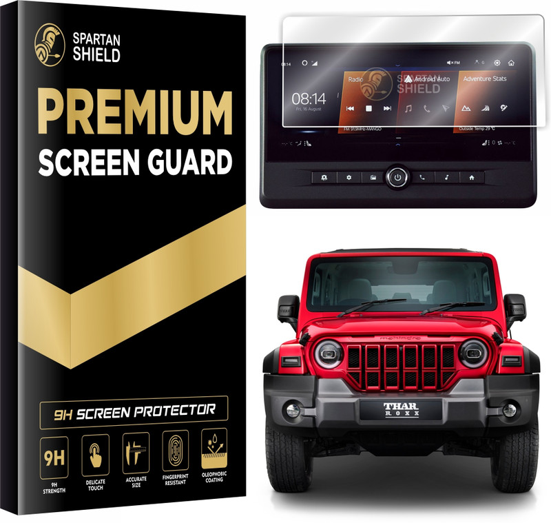 spartan shield Screen Guard for Mahindra Thar Roxx - 10.25 Inch Infotainment Display Touchscreen Protector || MX3 MX5 AX3L AX5L AX7L || 9H Car Music System Accessories 2024 [Not Tempered Glass](Pack of 2)